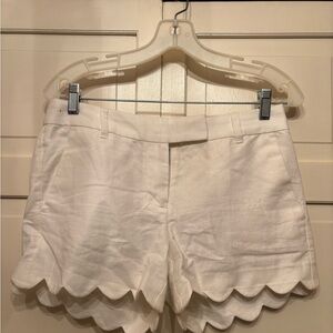 J. Crew White Scalloped Shorts